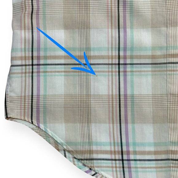 Vintage DIANE VON FURSTENBERG Button Up Blouse Top 3/4 Sleeve Plaid Pink Green S - Picture 7 of 10